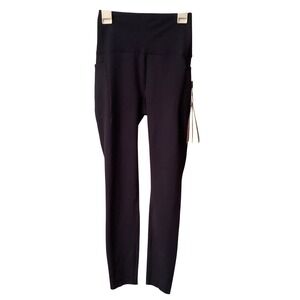 Spyder Active Womens High Rise Leggings Navy Blue Side Pockets SP6027R3 NWT XS